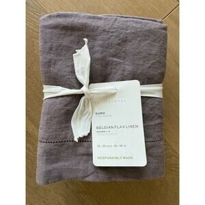 New Pottery Barn Belgian Flax Linen Euro Sham Set 3 Fig Purple